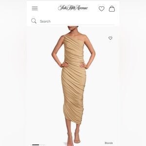 NORMA KAMALI Diana Ruched One-Shoulder Gown in color Blonde SZ Large